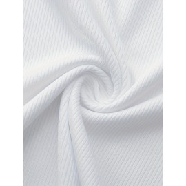 Sold Ribbed Elastic Waist Shorts, Casual Basic Shorts For Summer & Spring, Women's Clothing