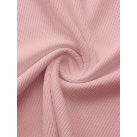 Sold Ribbed Elastic Waist Shorts, Casual Basic Shorts For Summer & Spring, Women's Clothing