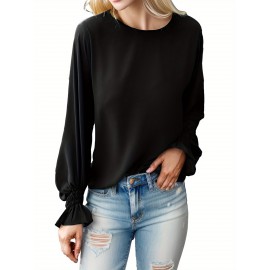TooluckWomens Casual Tops Blouses Long Sleeve Ruffle Sleeve Loose Shirts