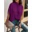 Womens Elegant Pintuck Batwing Sleeve Blouse - High Neck, Micro Elasticity, Solid Color, Machine Washable, Casual Top for Spring & Fall - Tooluck Brand